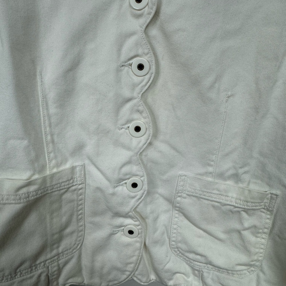 Isabella Byrd Anthropologie Ivory Denim Button Up Jacket LP - Picture 7 of 10